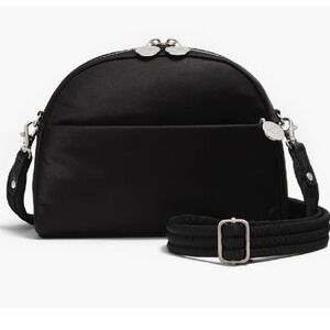 Lo & Sons Nuvelle Crossbody Bag Black Recycled Poly Silver Hardware Travel Bag